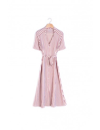 Robe chemise longue à rayures fines l'achat 